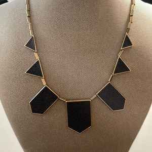 HOUSE OF HARLOW 1960 Station Necklace in grey leather